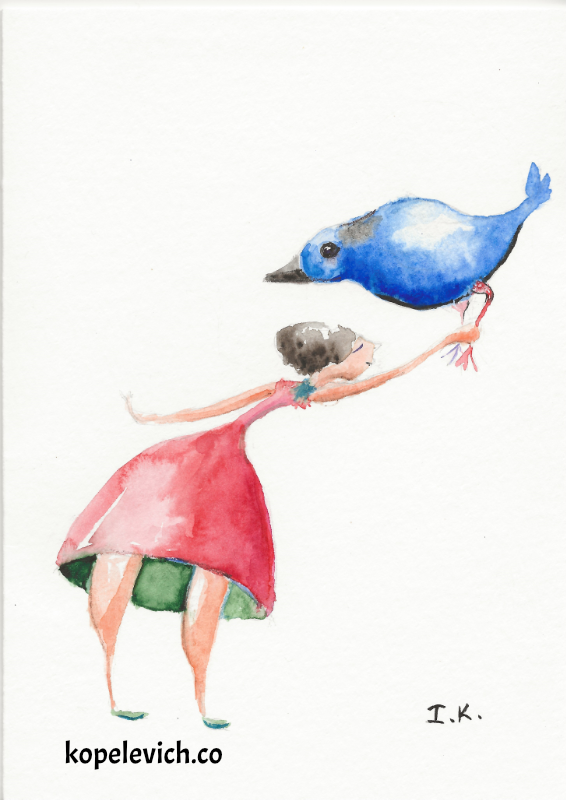 Lady with Blue Bird